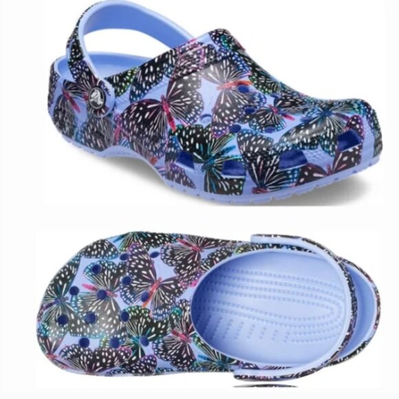 Crocs Purple Unisex-Adult  with Butterfly size BNWT!!🆕📦⌚🏃💨⚡🚚 - Picture 1 of 15